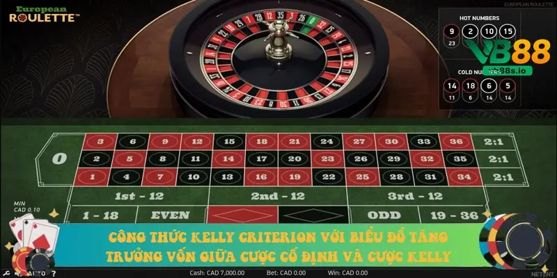 Công thức Kelly Criterion với biểu đồ tăng trưởng vốn giữa cược cố định và cược Kelly